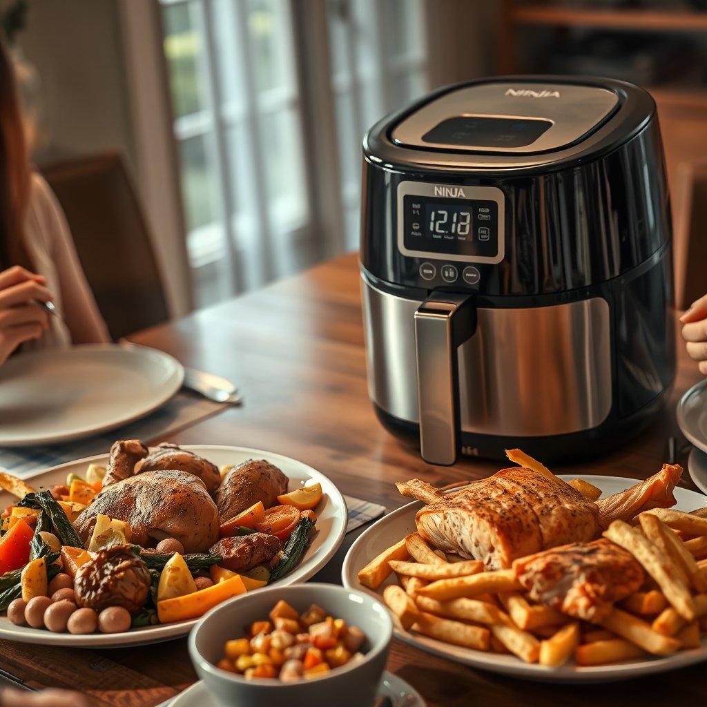 dual airfryer in action