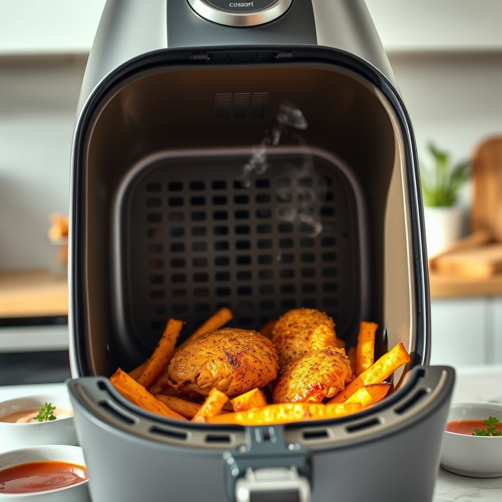 air fryer in action